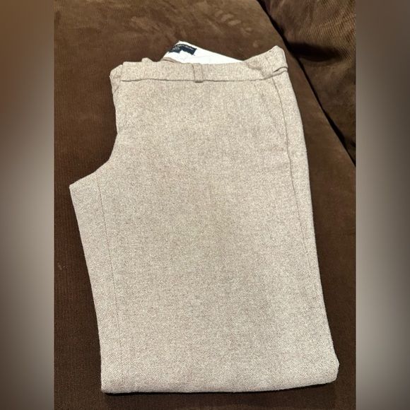 Banana Republic Tan Light Straight Wide Leg Low Rise Wool  Dress Pants Sz 8P - Picture 3 of 12
